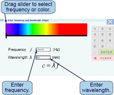 How to use the interactive simulation on the color, frequency, and wavelength of light